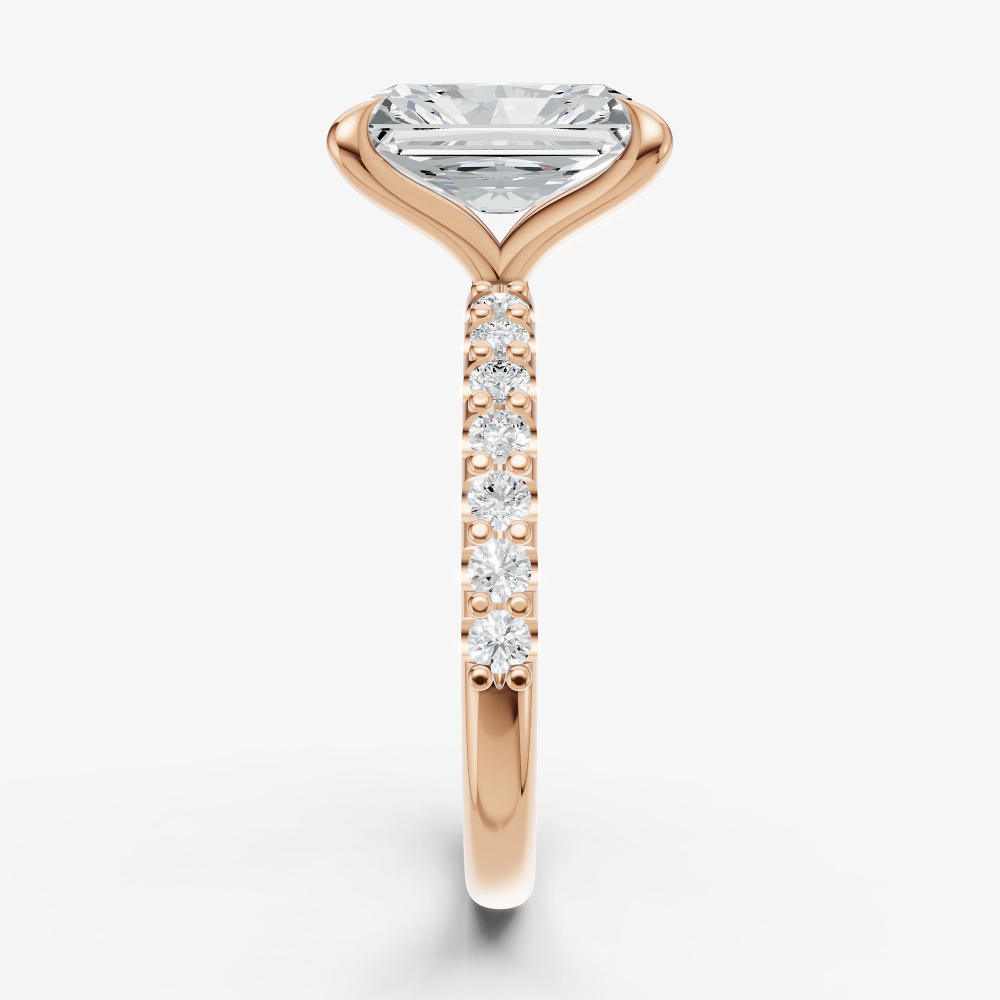 Radiant 6 Claw Diamond Band Engagement Ring