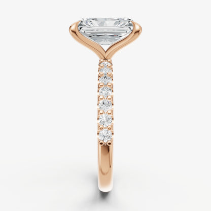 Radiant 6 Claw Diamond Band Engagement Ring