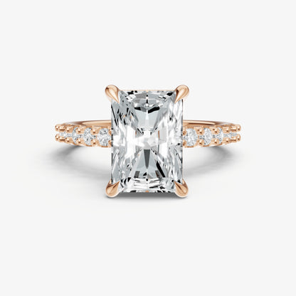 Radiant 6 Claw Diamond Band Engagement Ring