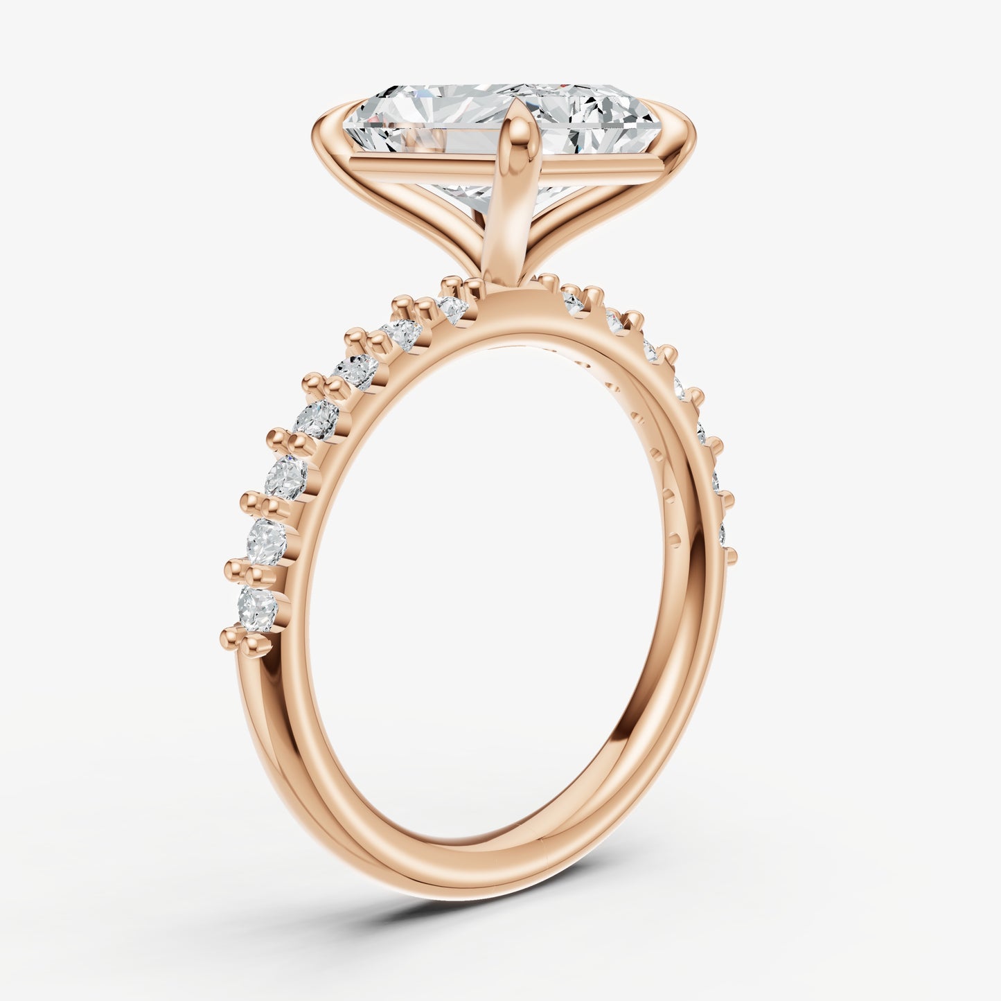 Radiant 6 Claw Diamond Band Engagement Ring