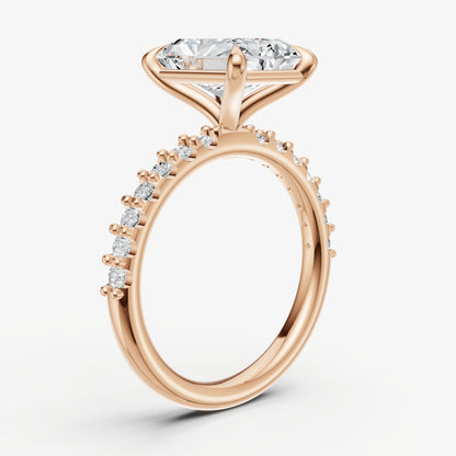 Radiant 6 Claw Diamond Band Engagement Ring