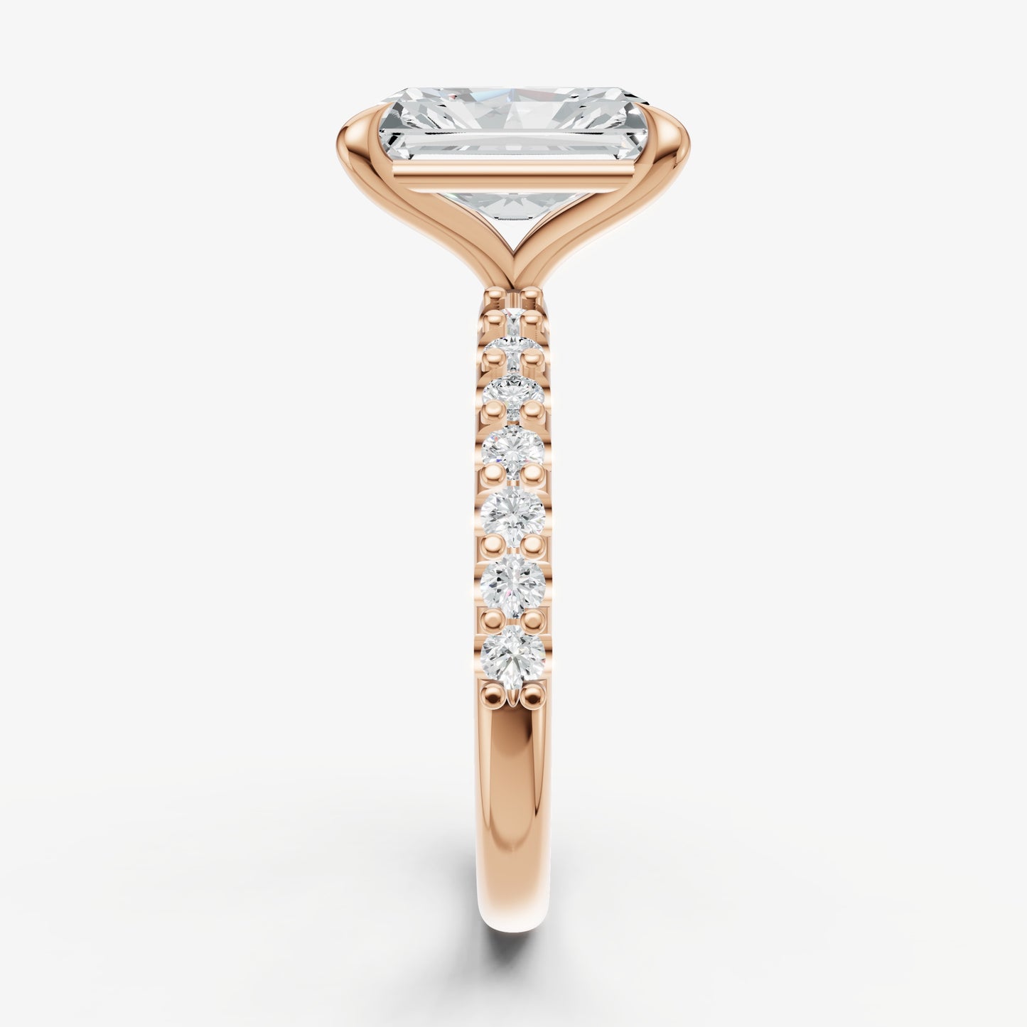 Radiant 6 Claw Diamond Band Engagement Ring