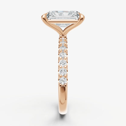 Radiant 6 Claw Diamond Band Engagement Ring