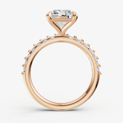 Radiant 6 Claw Diamond Band Engagement Ring
