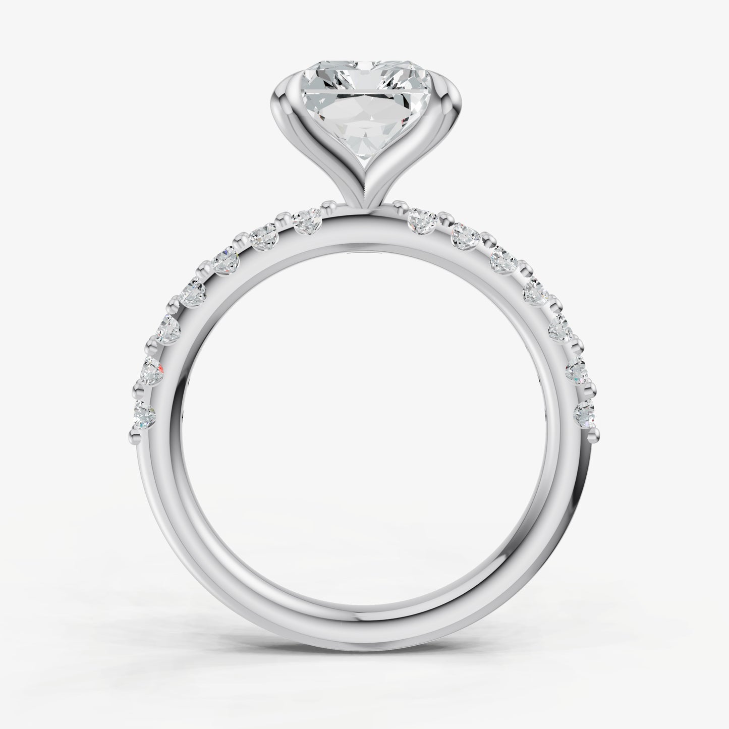 Radiant 6 Claw Diamond Band Engagement Ring