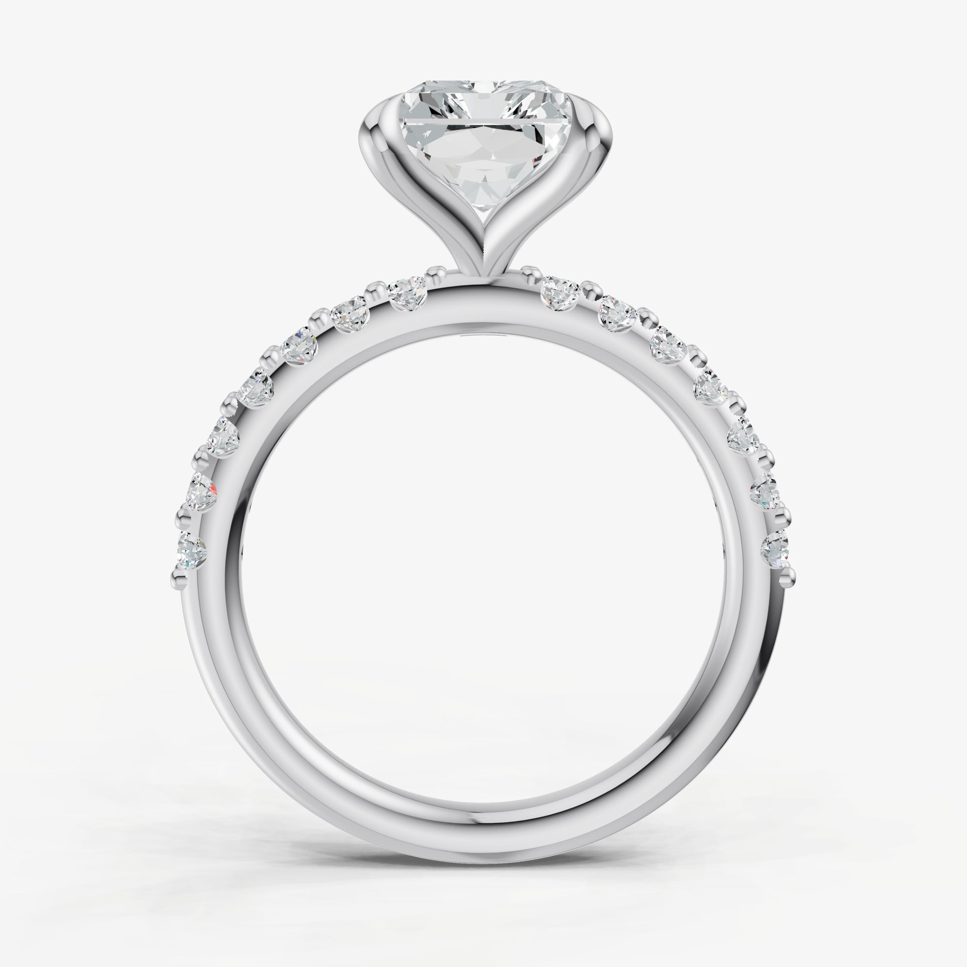 Radiant 6 Claw Diamond Band Engagement Ring