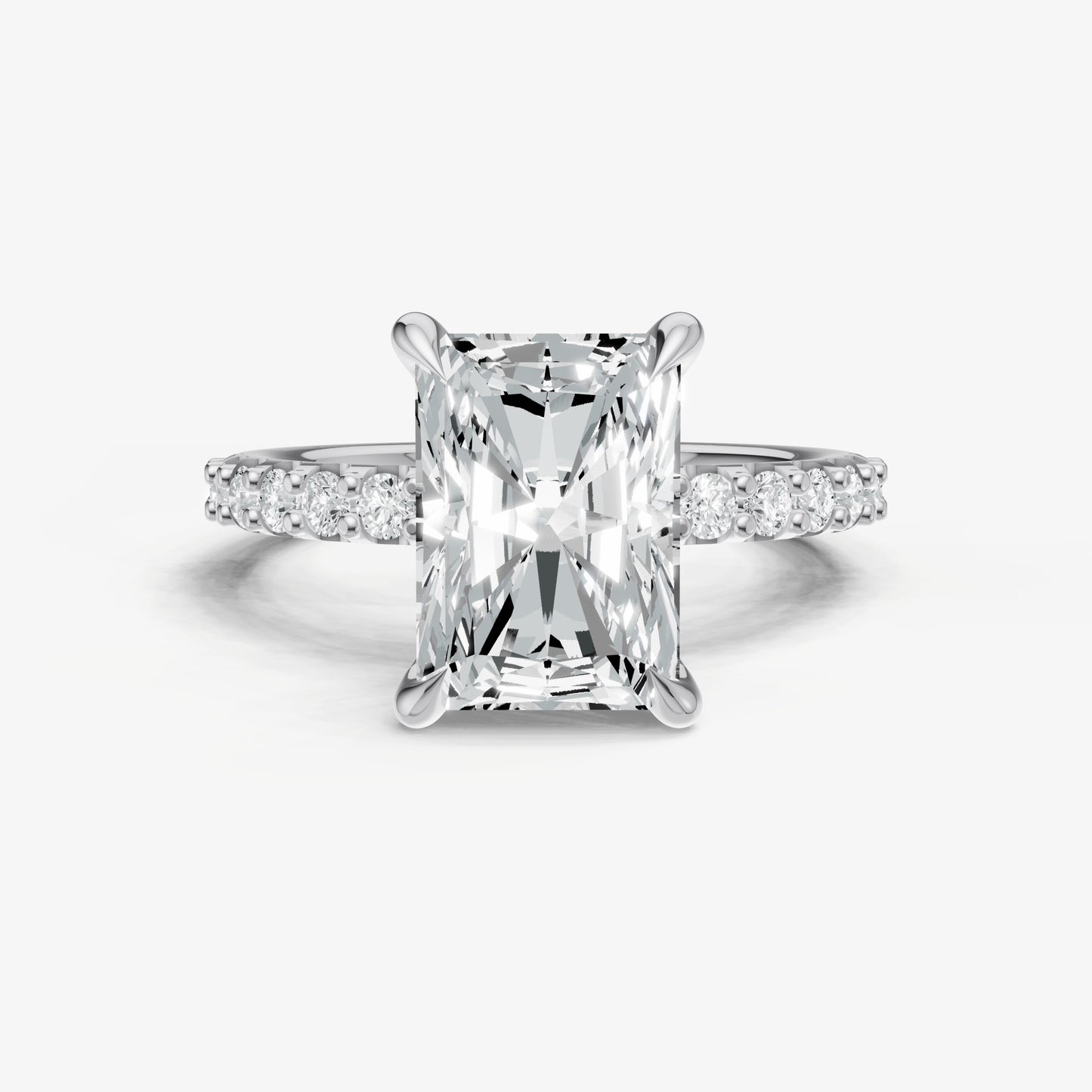 Radiant 6 Claw Diamond Band Engagement Ring