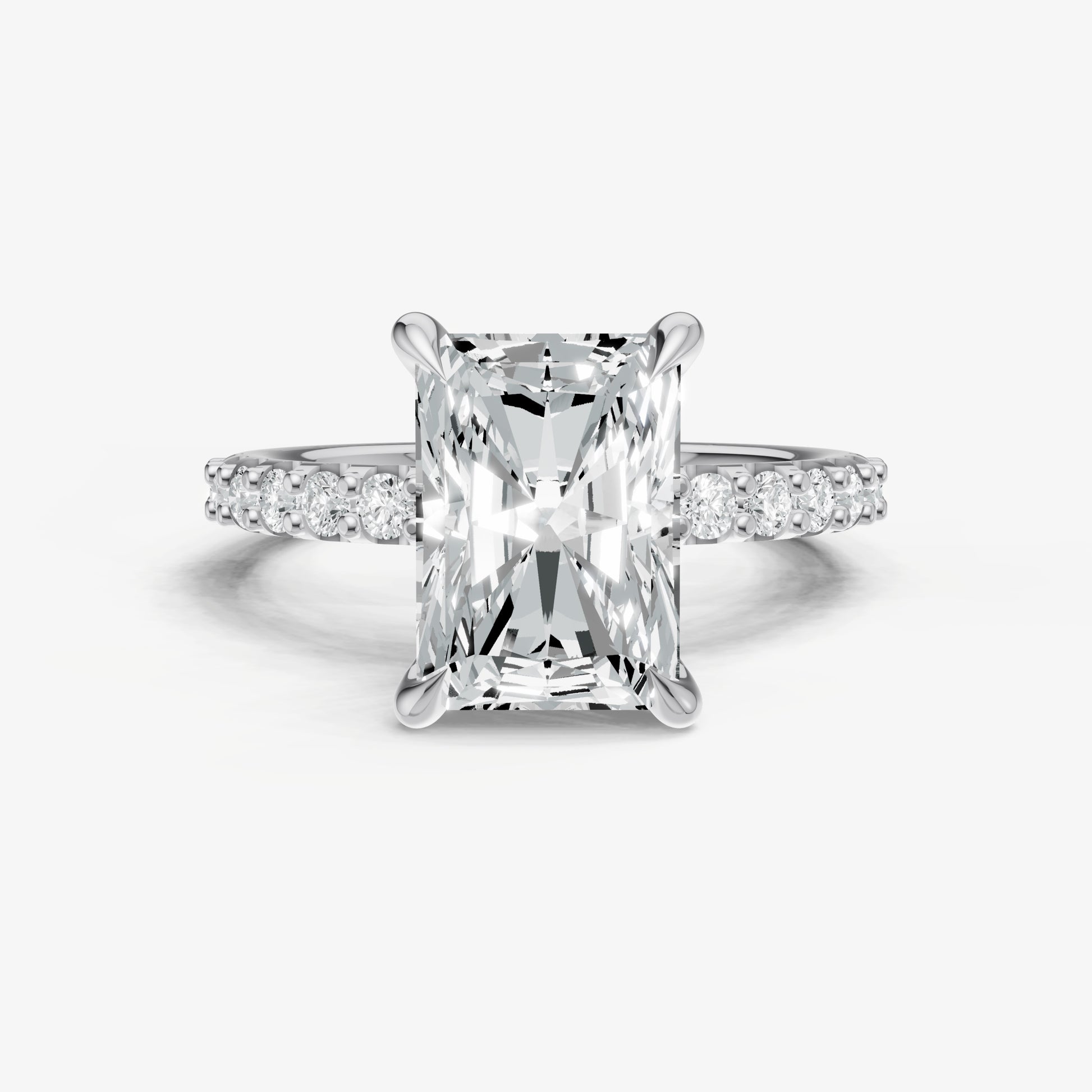 Radiant 6 Claw Diamond Band Engagement Ring