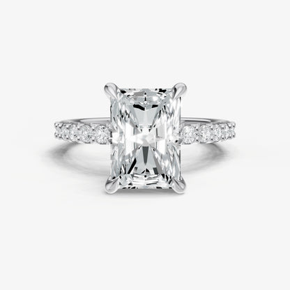 Radiant 6 Claw Diamond Band Engagement Ring