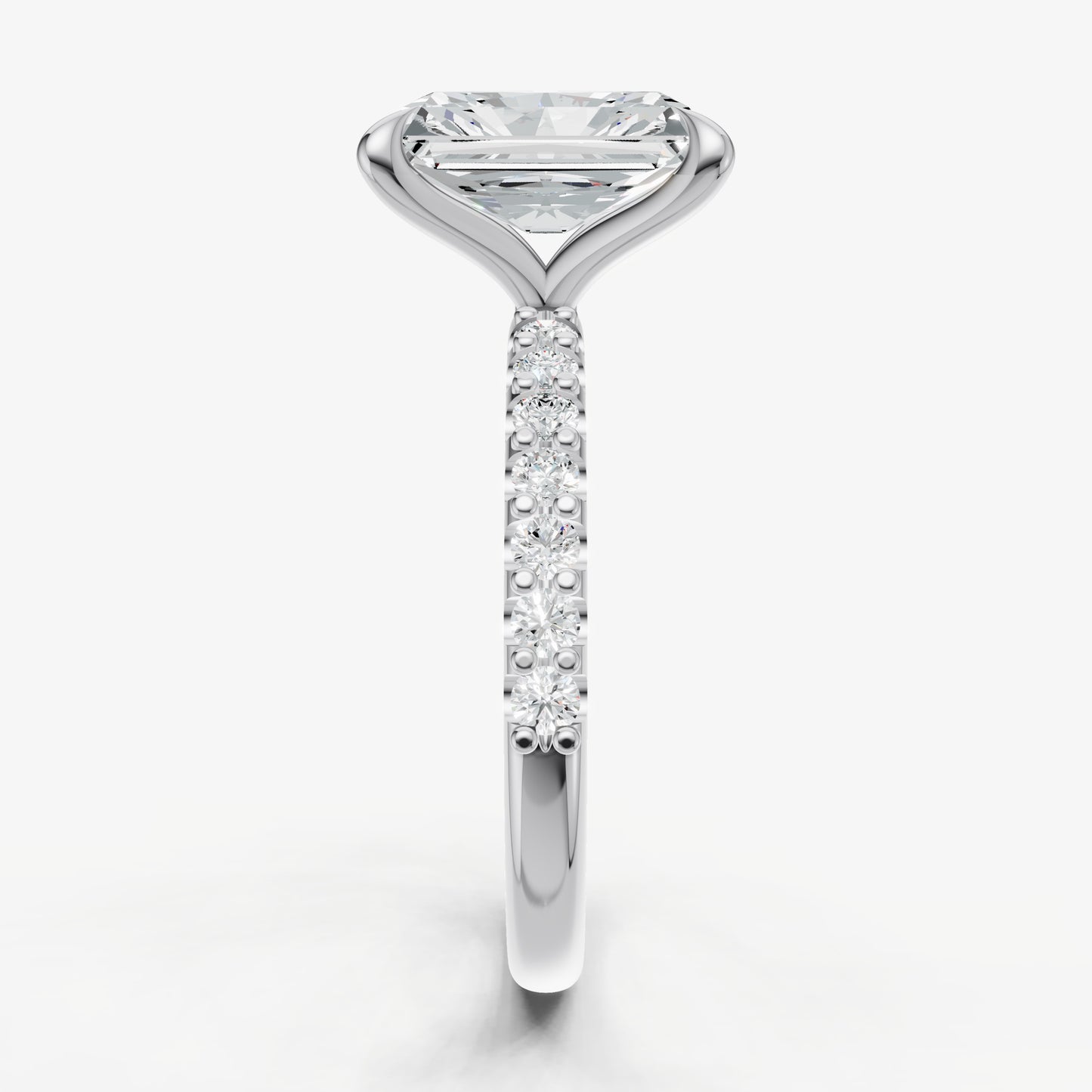 Radiant 6 Claw Diamond Band Engagement Ring