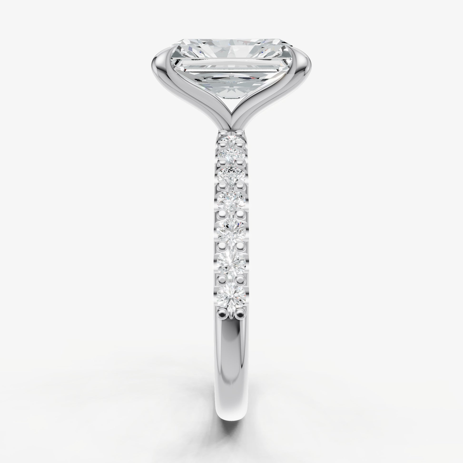 Radiant 6 Claw Diamond Band Engagement Ring