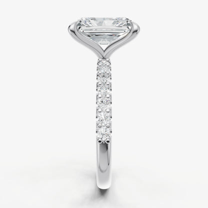 Radiant 6 Claw Diamond Band Engagement Ring