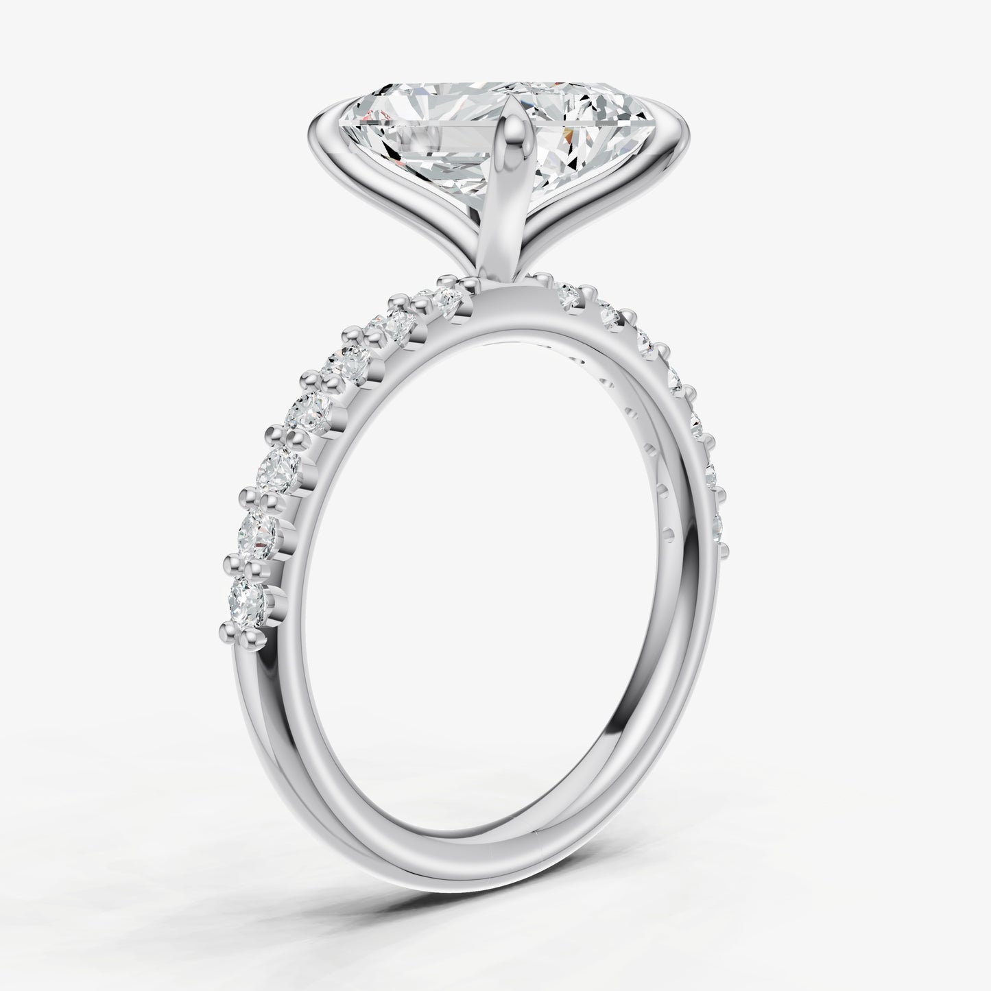Radiant 6 Claw Diamond Band Engagement Ring