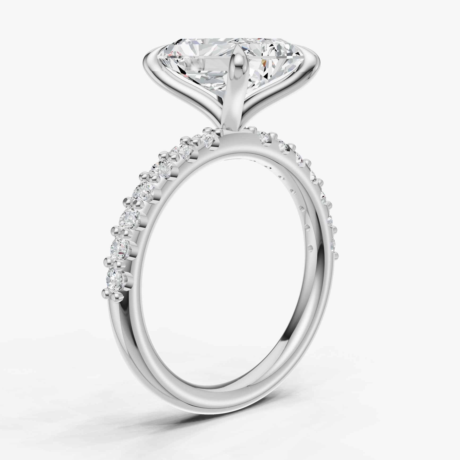 Radiant 6 Claw Diamond Band Engagement Ring