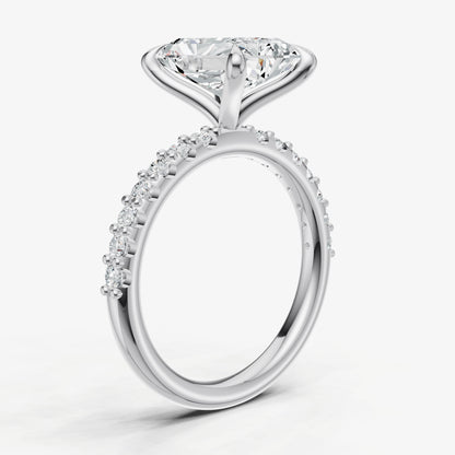Radiant 6 Claw Diamond Band Engagement Ring
