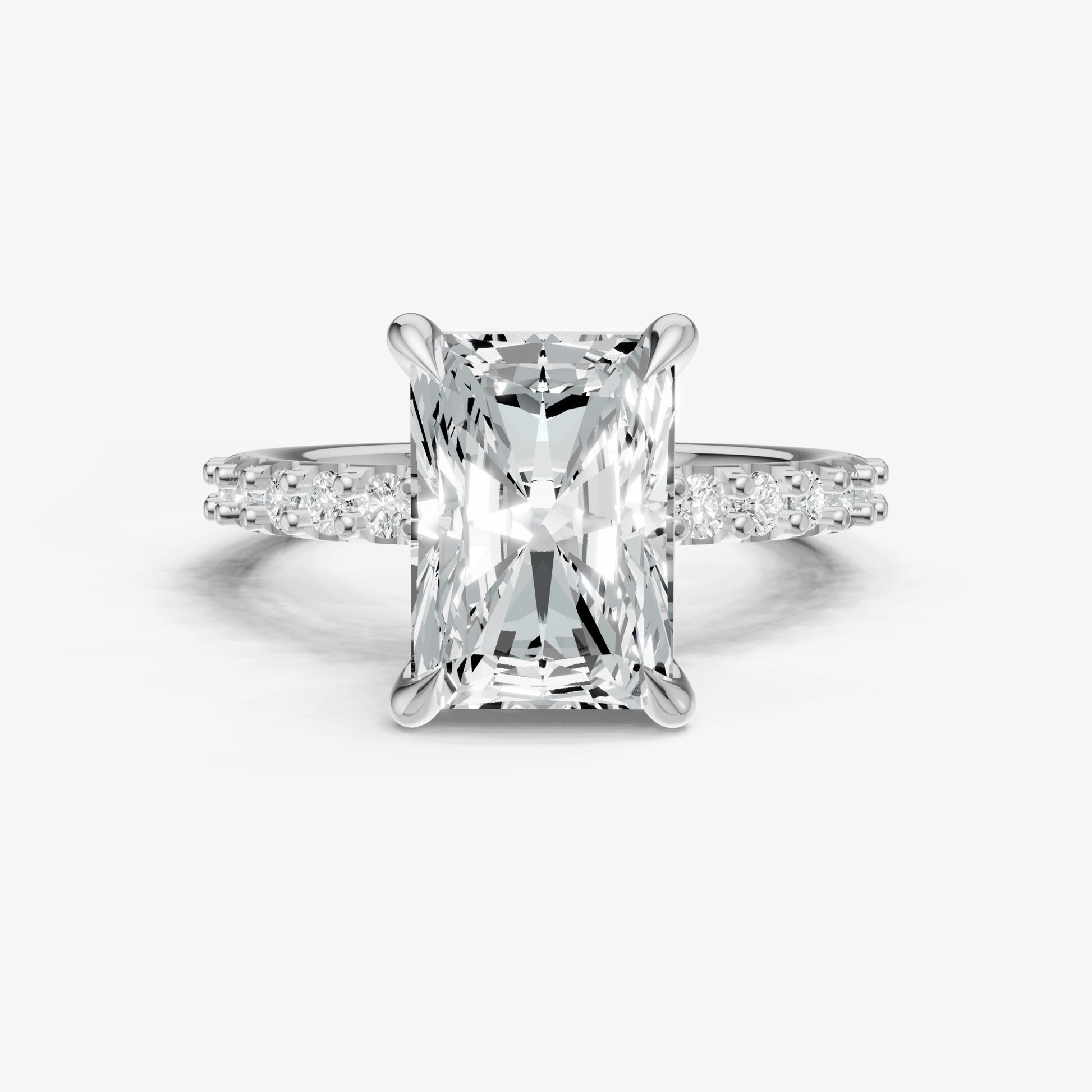 Radiant 6 Claw Diamond Band Engagement Ring