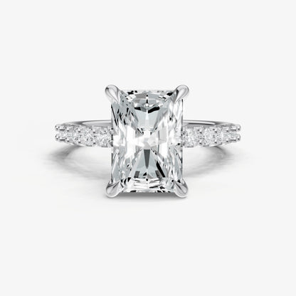 Radiant 6 Claw Diamond Band Engagement Ring