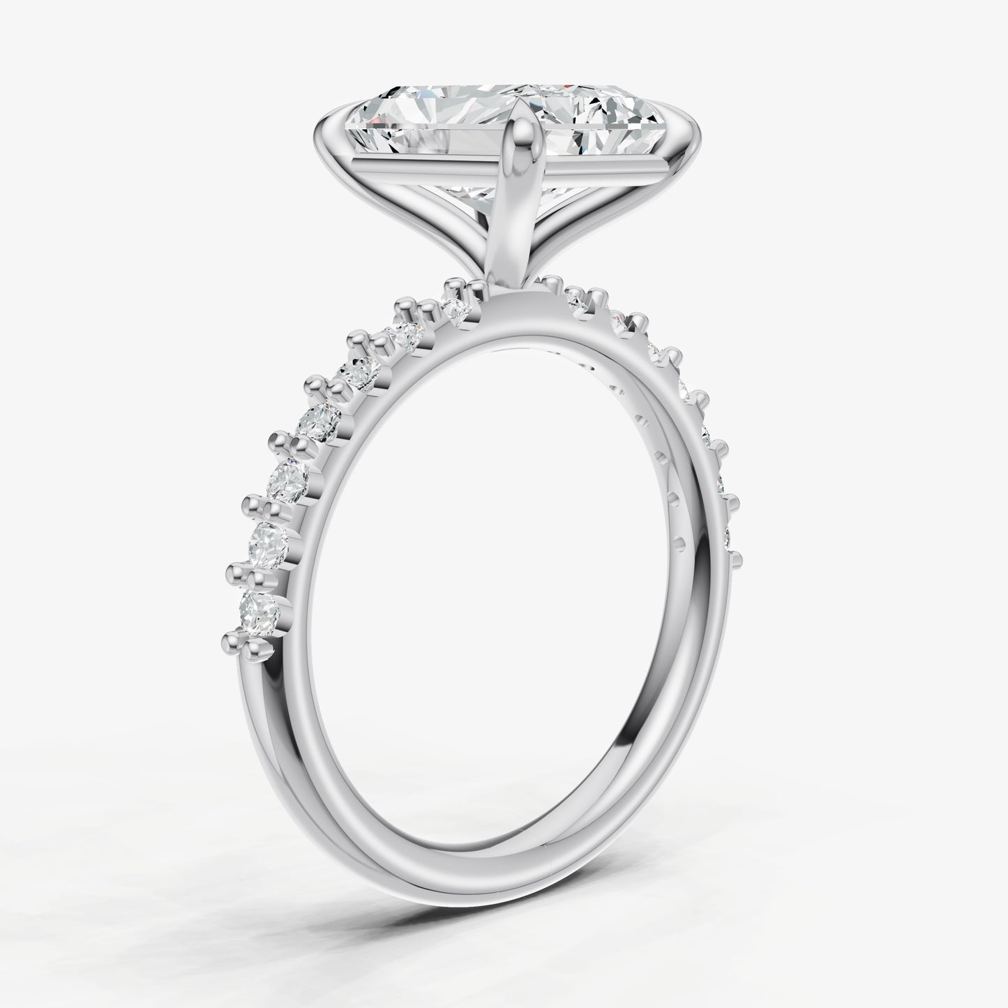Radiant 6 Claw Diamond Band Engagement Ring