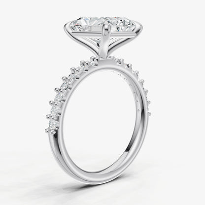 Radiant 6 Claw Diamond Band Engagement Ring