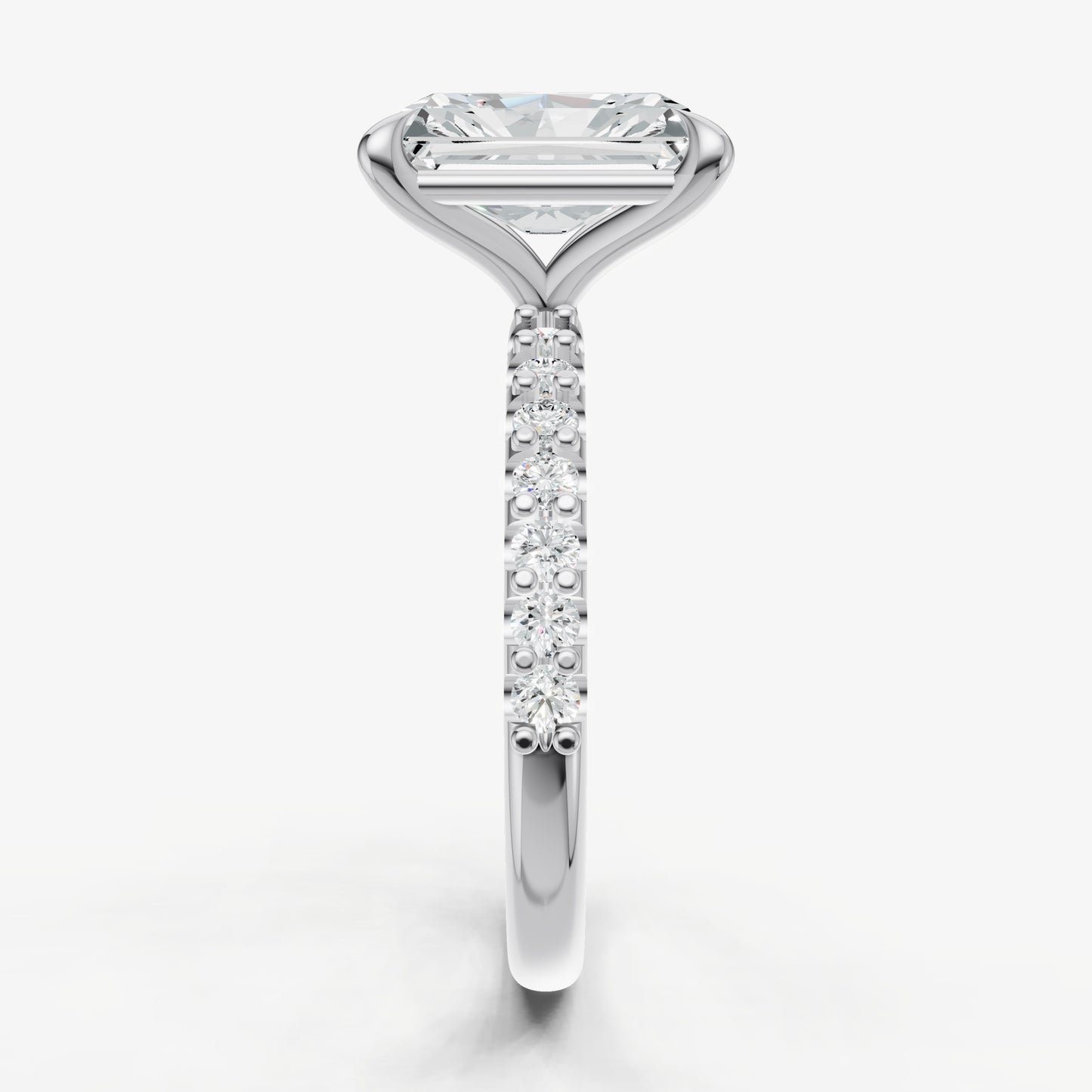Radiant 6 Claw Diamond Band Engagement Ring
