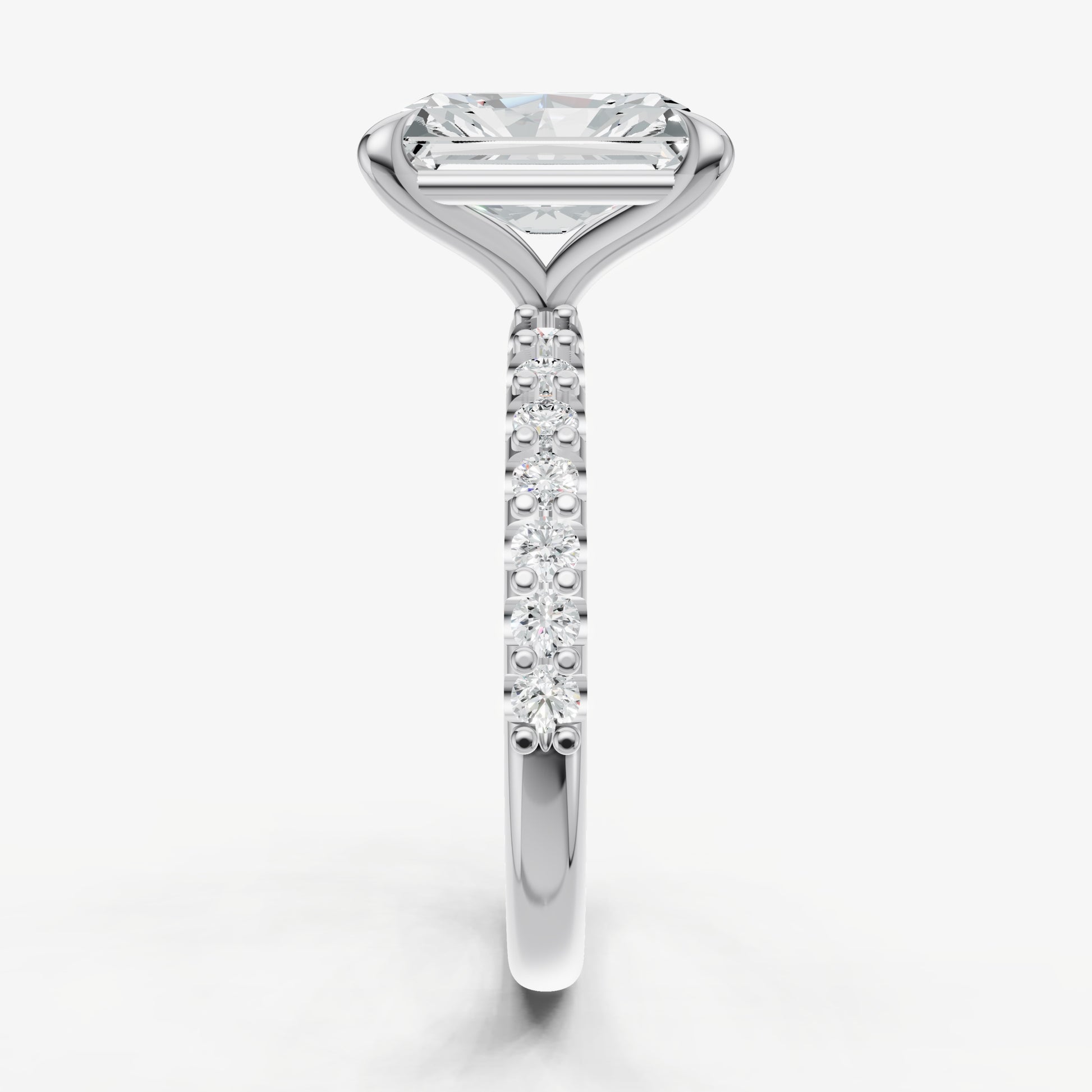 Radiant 6 Claw Diamond Band Engagement Ring