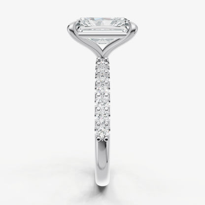 Radiant 6 Claw Diamond Band Engagement Ring