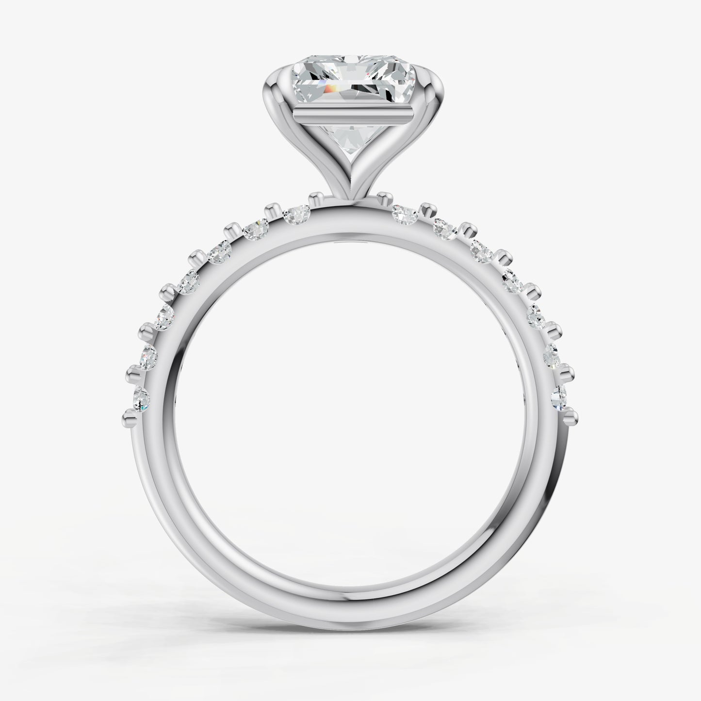 Radiant 6 Claw Diamond Band Engagement Ring
