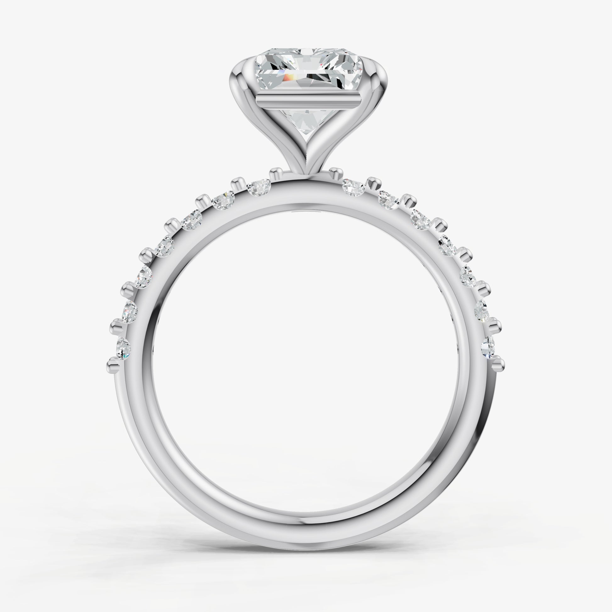 Radiant 6 Claw Diamond Band Engagement Ring