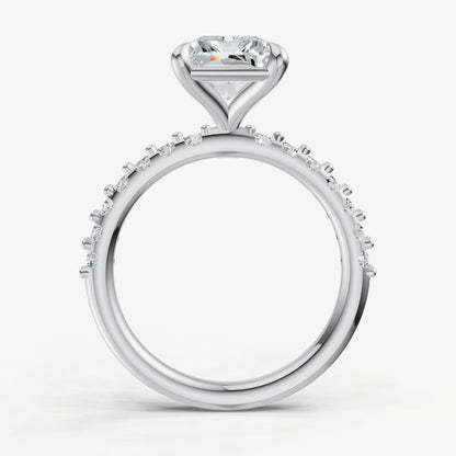 Radiant 6 Claw Diamond Band Engagement Ring