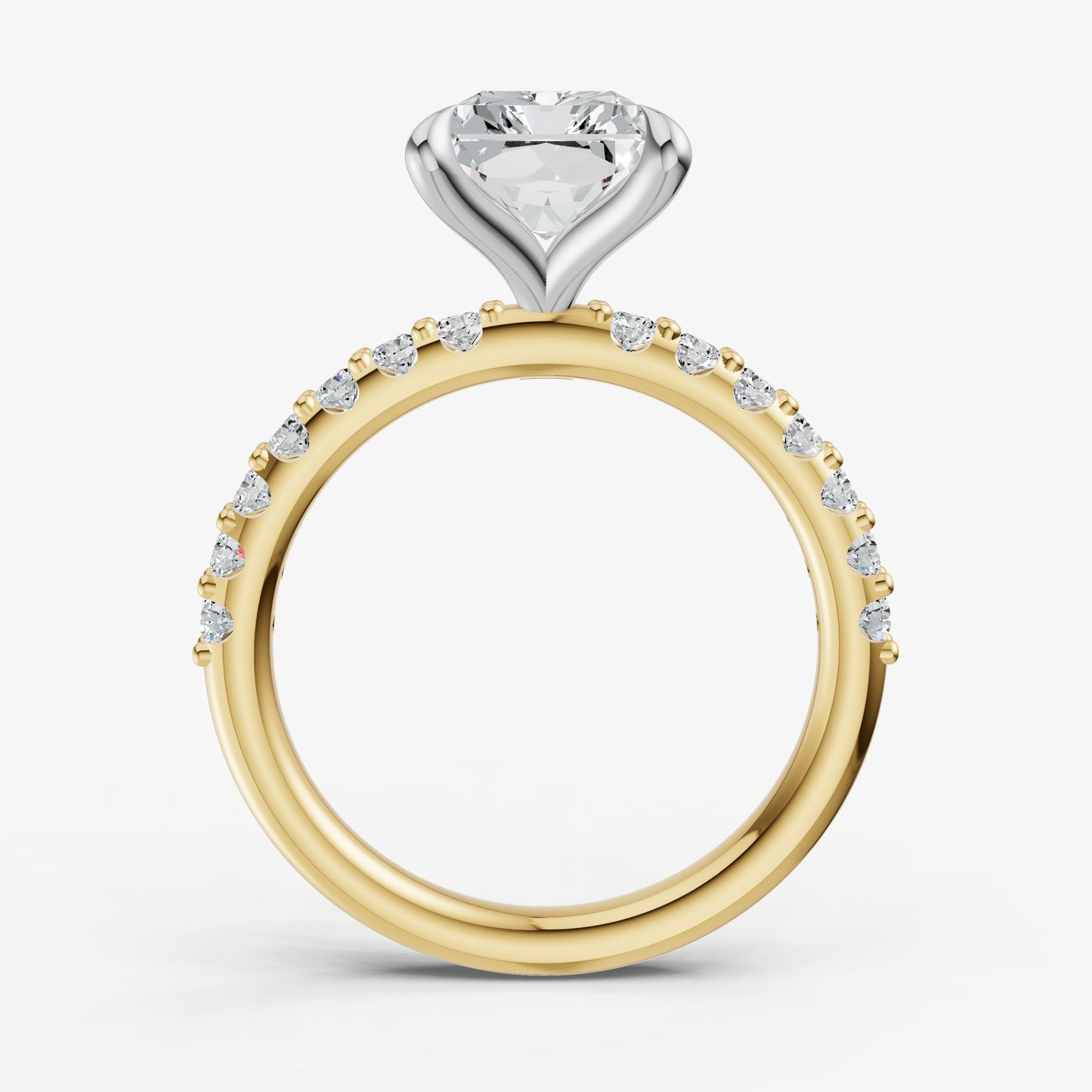 Radiant 6 Claw Diamond Band Engagement Ring