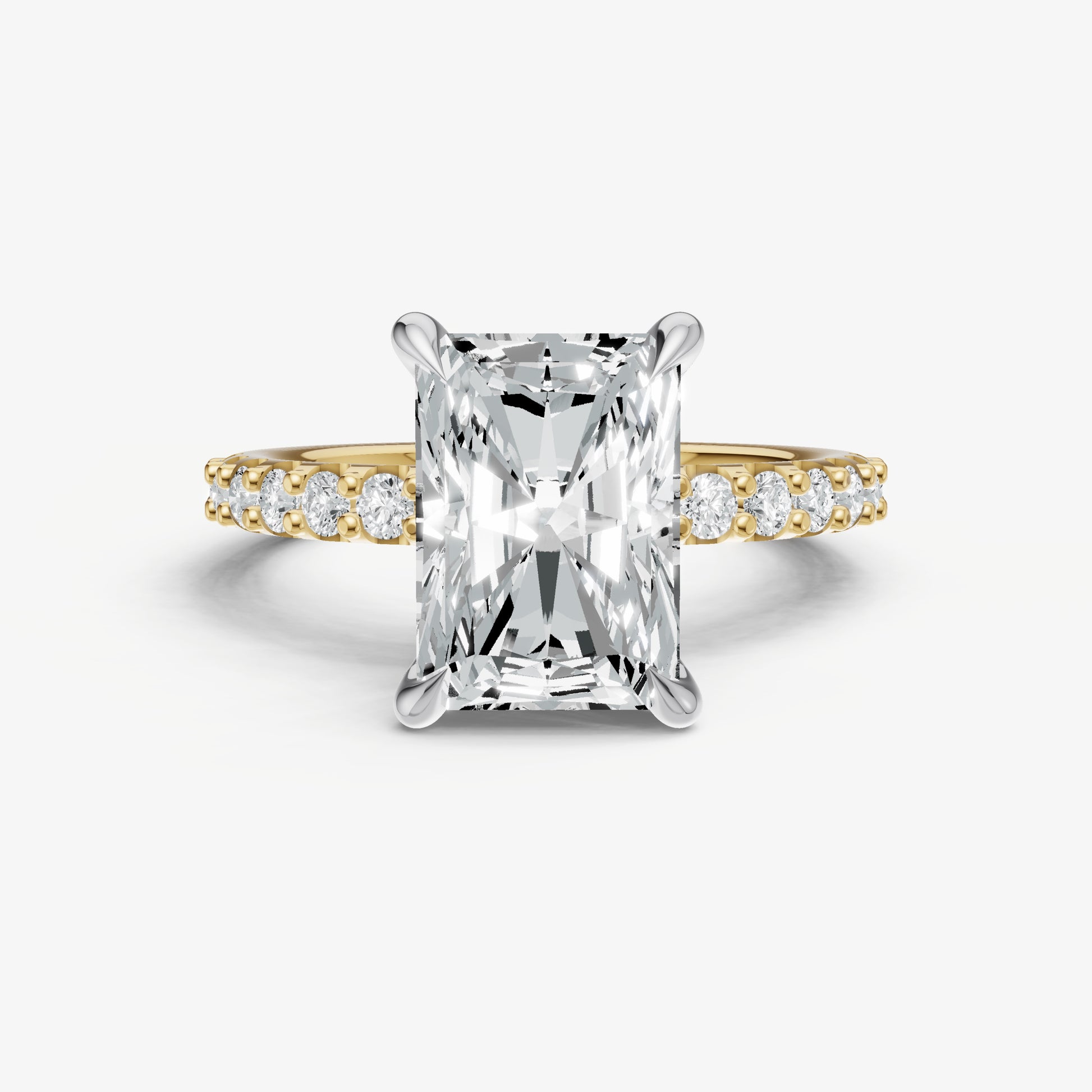 Radiant 6 Claw Diamond Band Engagement Ring