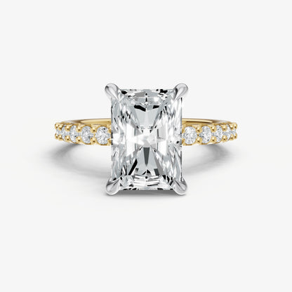 Radiant 6 Claw Diamond Band Engagement Ring