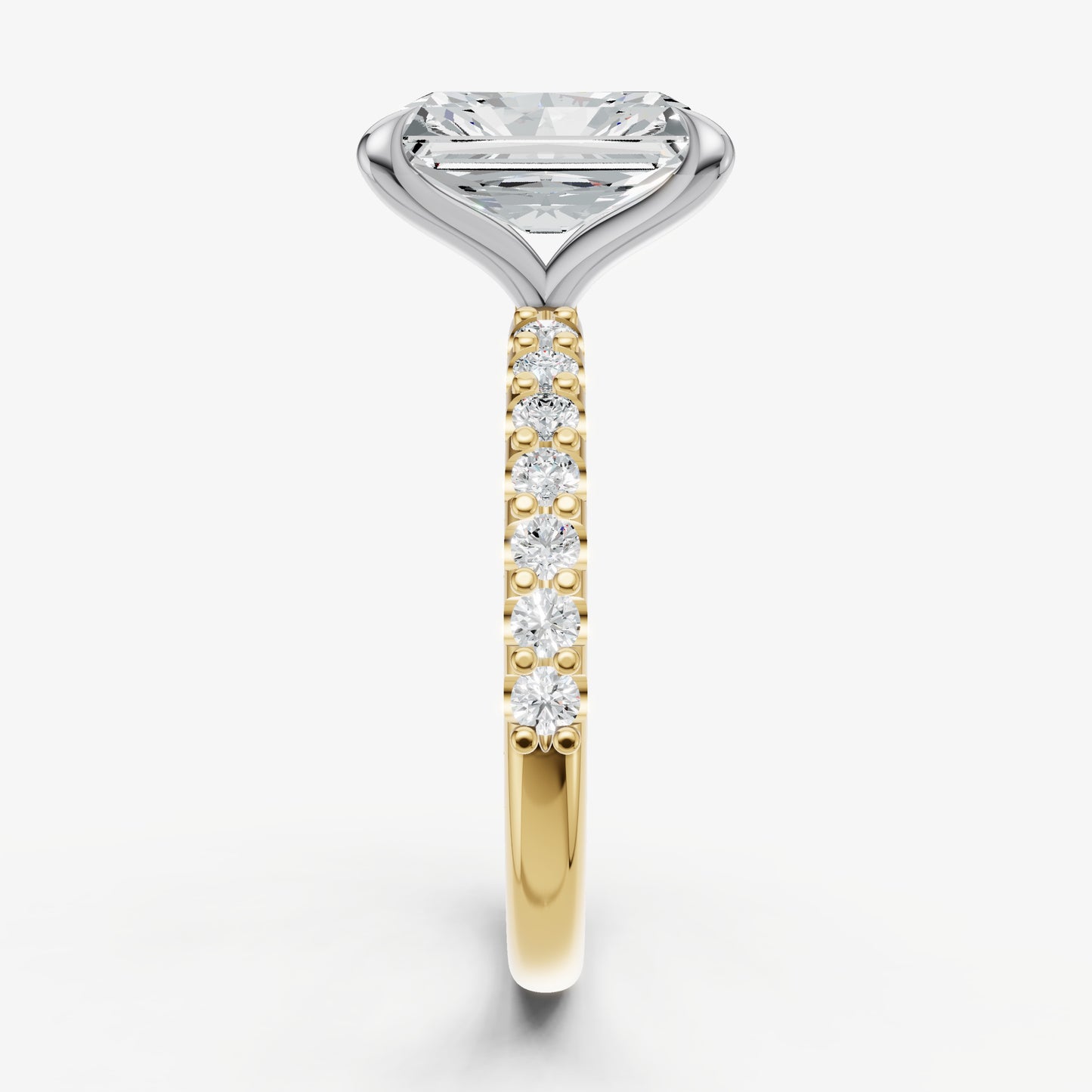 Radiant 6 Claw Diamond Band Engagement Ring