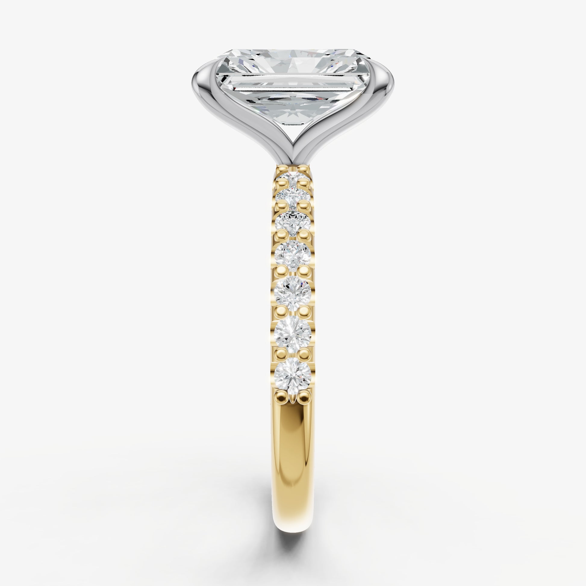 Radiant 6 Claw Diamond Band Engagement Ring