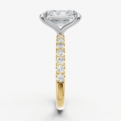 Radiant 6 Claw Diamond Band Engagement Ring