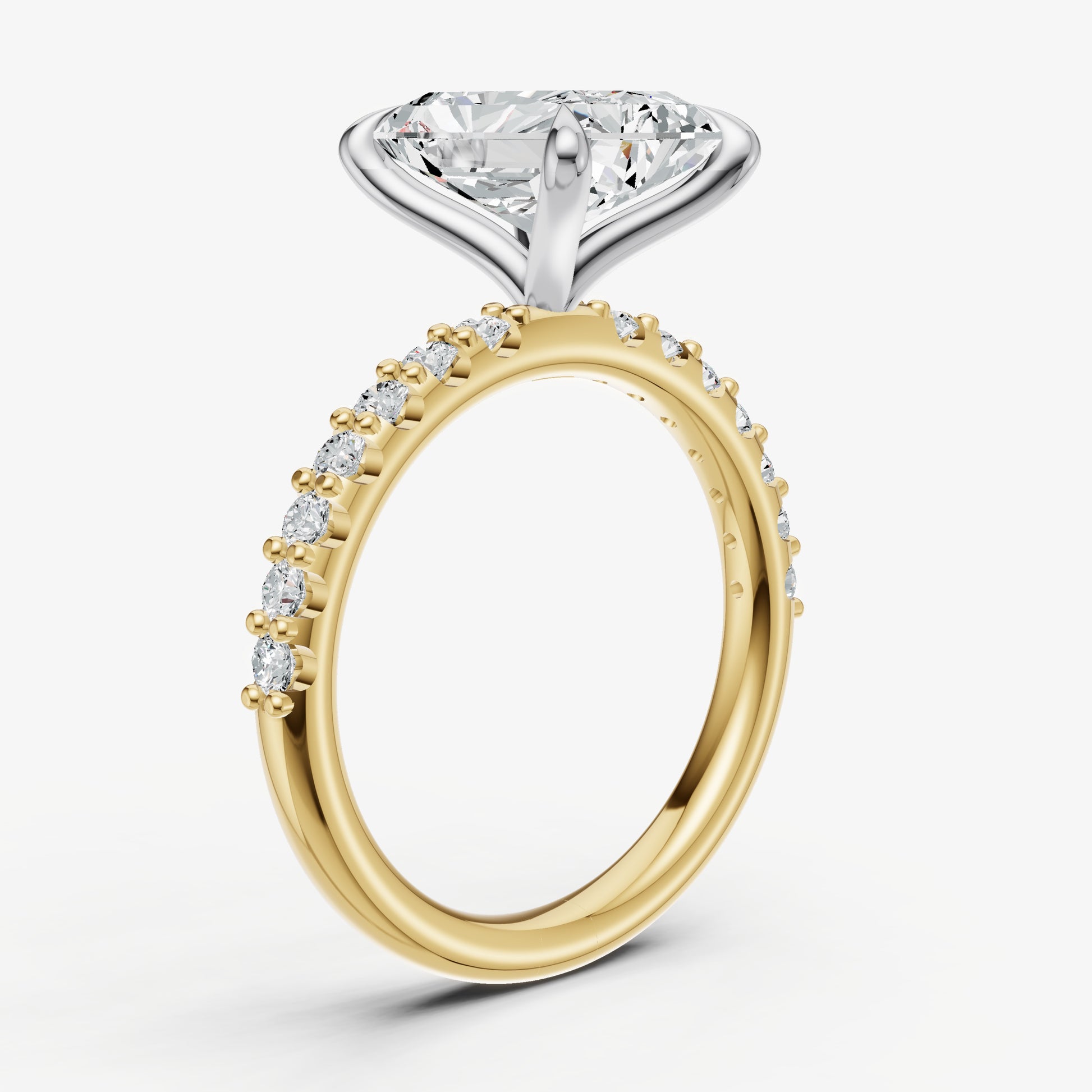 Radiant 6 Claw Diamond Band Engagement Ring