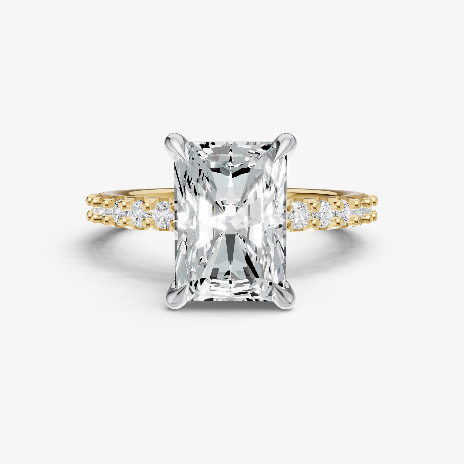 Radiant 6 Claw Diamond Band Engagement Ring
