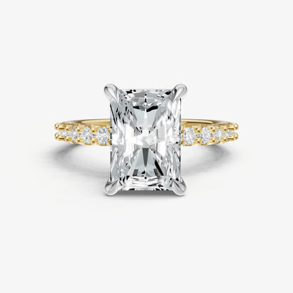 Radiant 6 Claw Diamond Band Engagement Ring