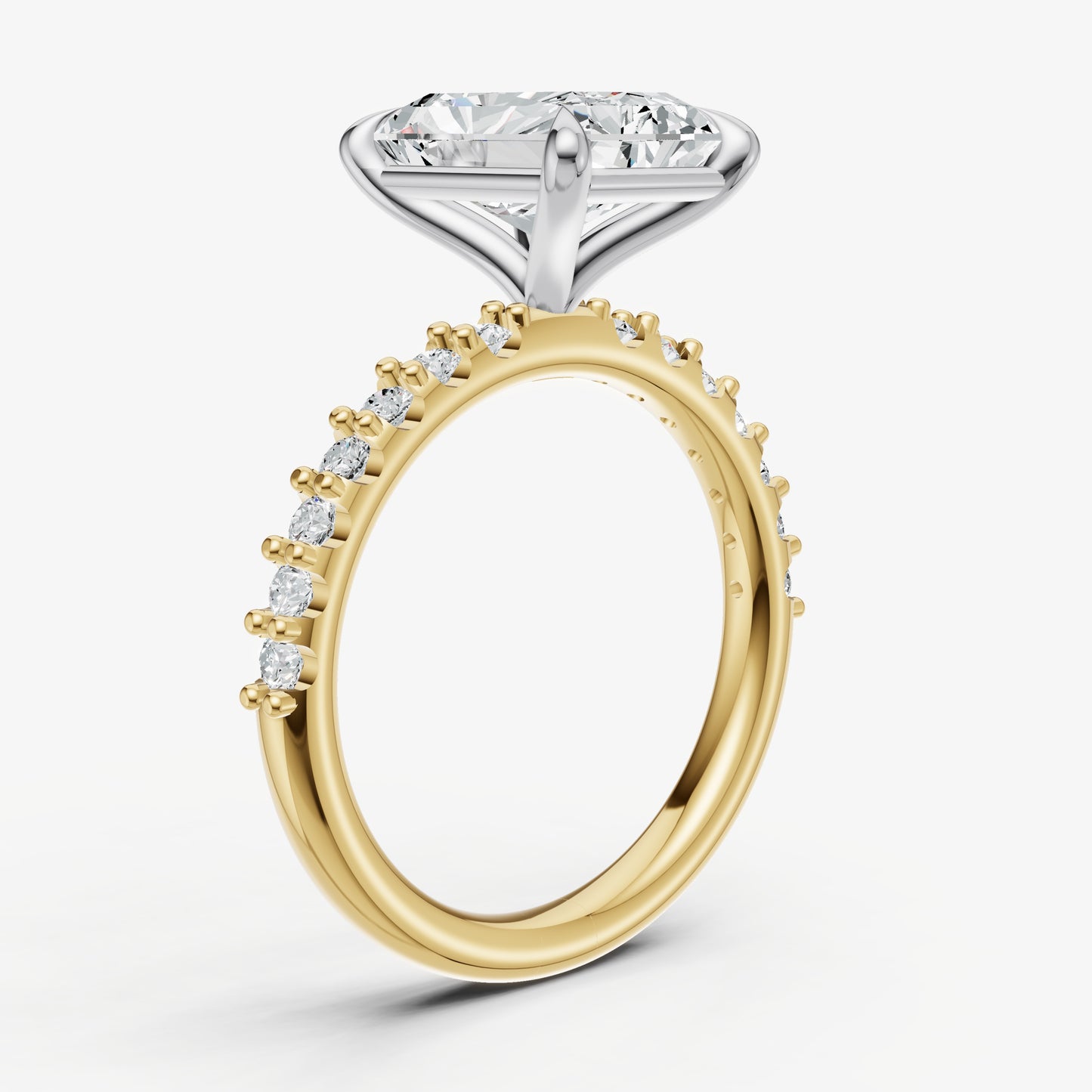 Radiant 6 Claw Diamond Band Engagement Ring