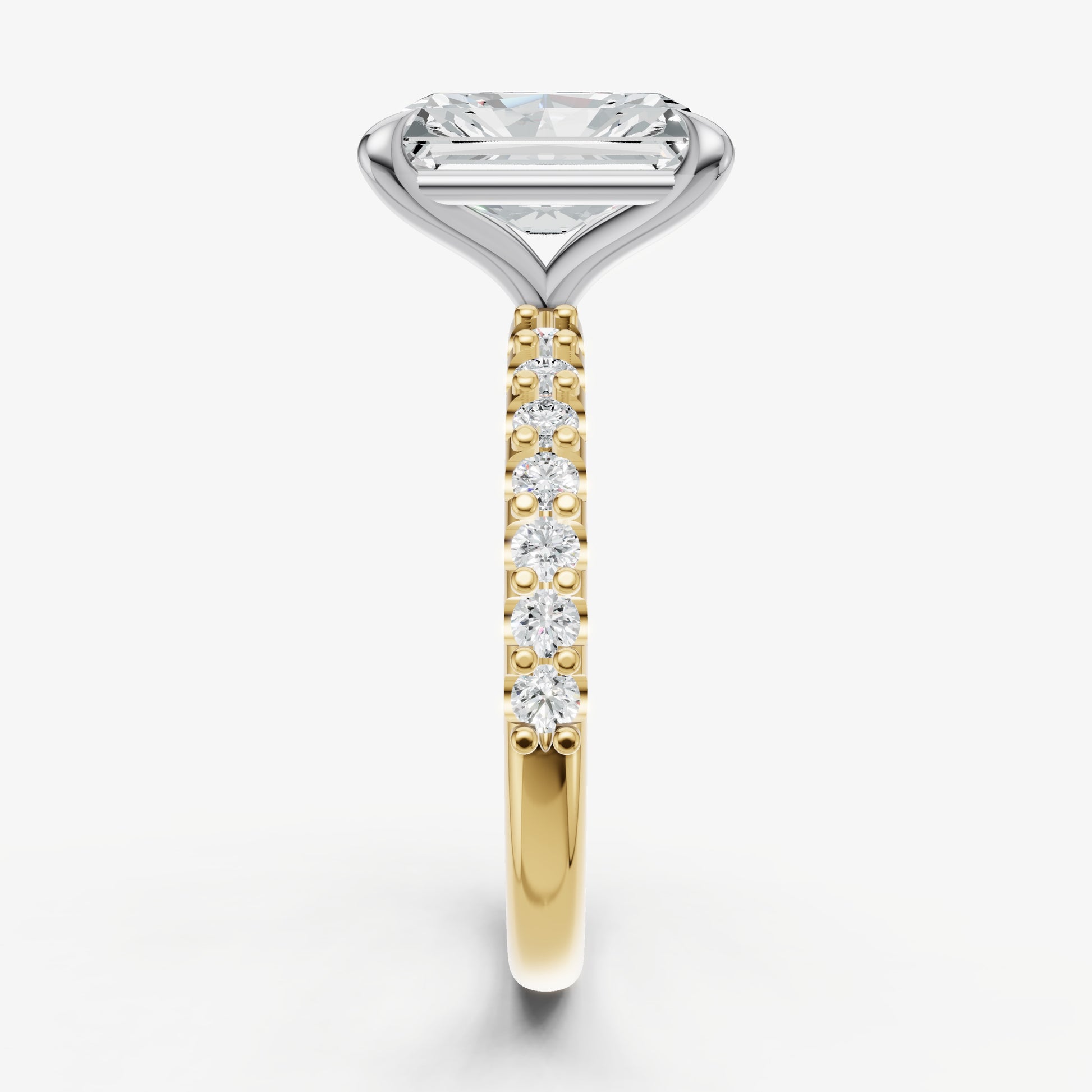 Radiant 6 Claw Diamond Band Engagement Ring