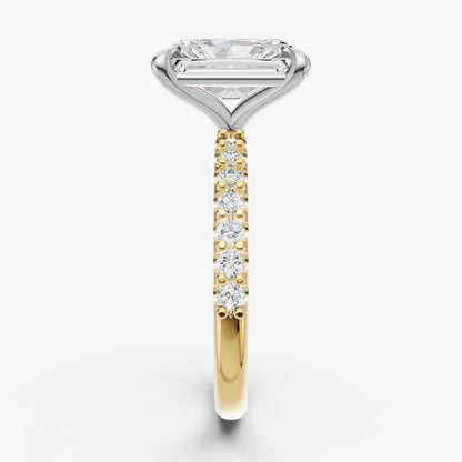 Radiant 6 Claw Diamond Band Engagement Ring
