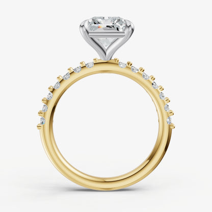 Radiant 6 Claw Diamond Band Engagement Ring
