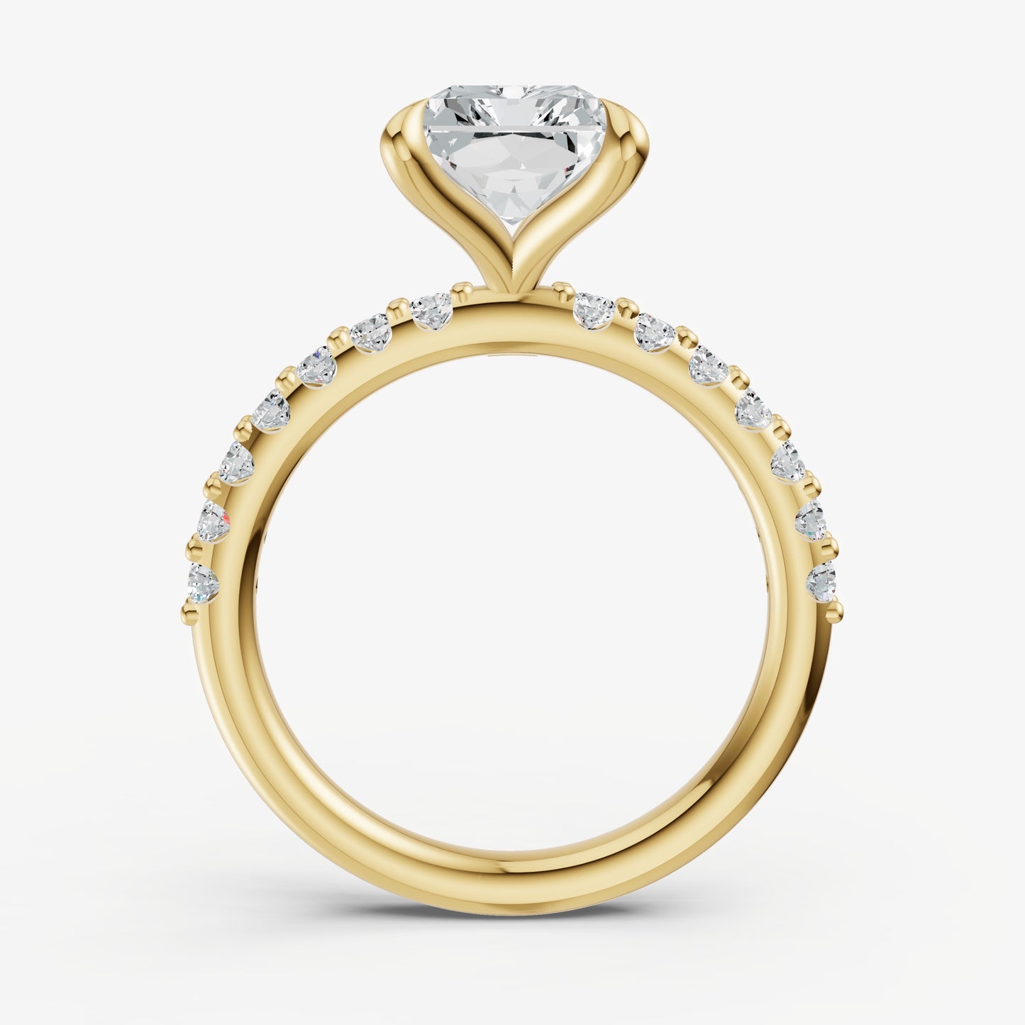 Radiant 6 Claw Diamond Band Engagement Ring