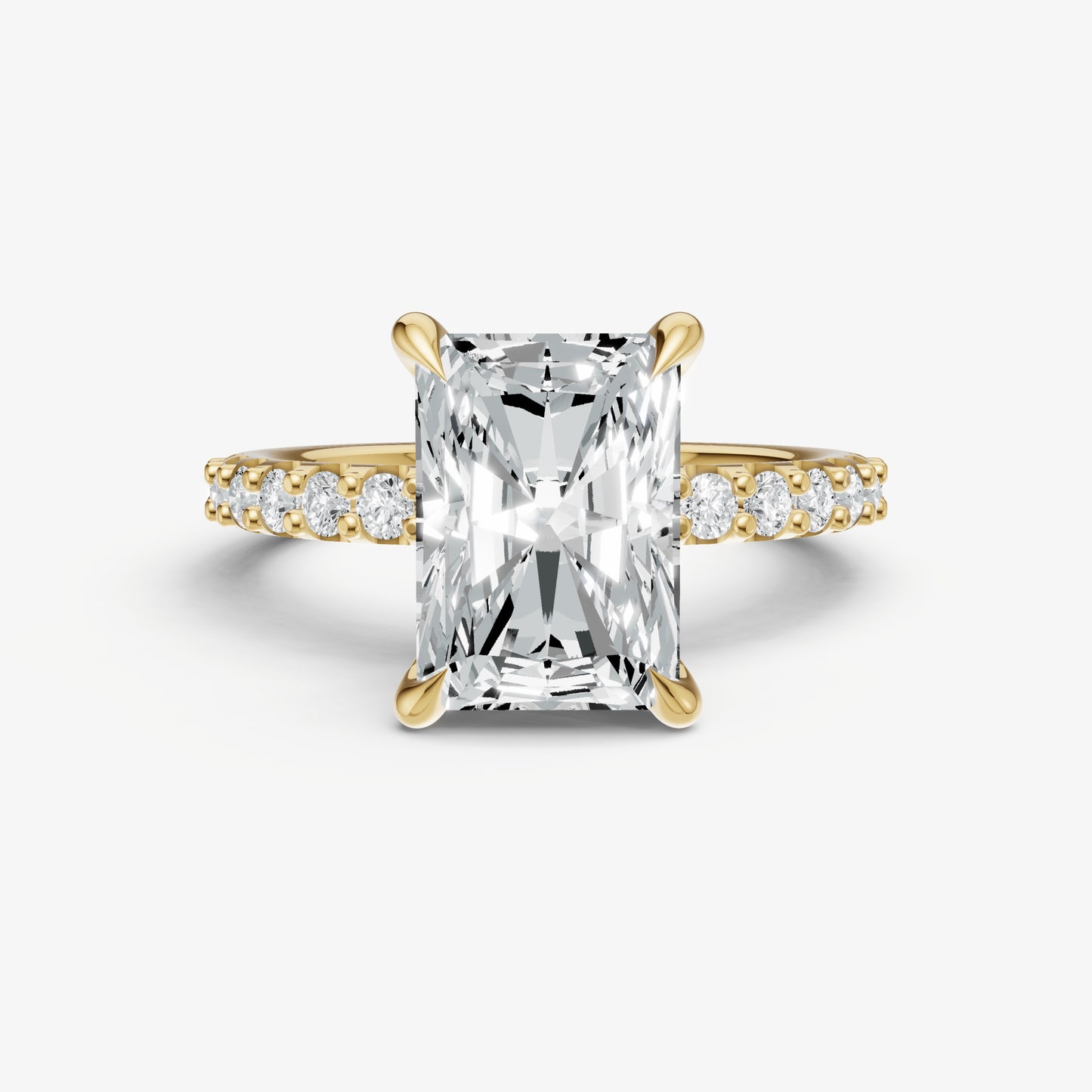 Radiant 6 Claw Diamond Band Engagement Ring