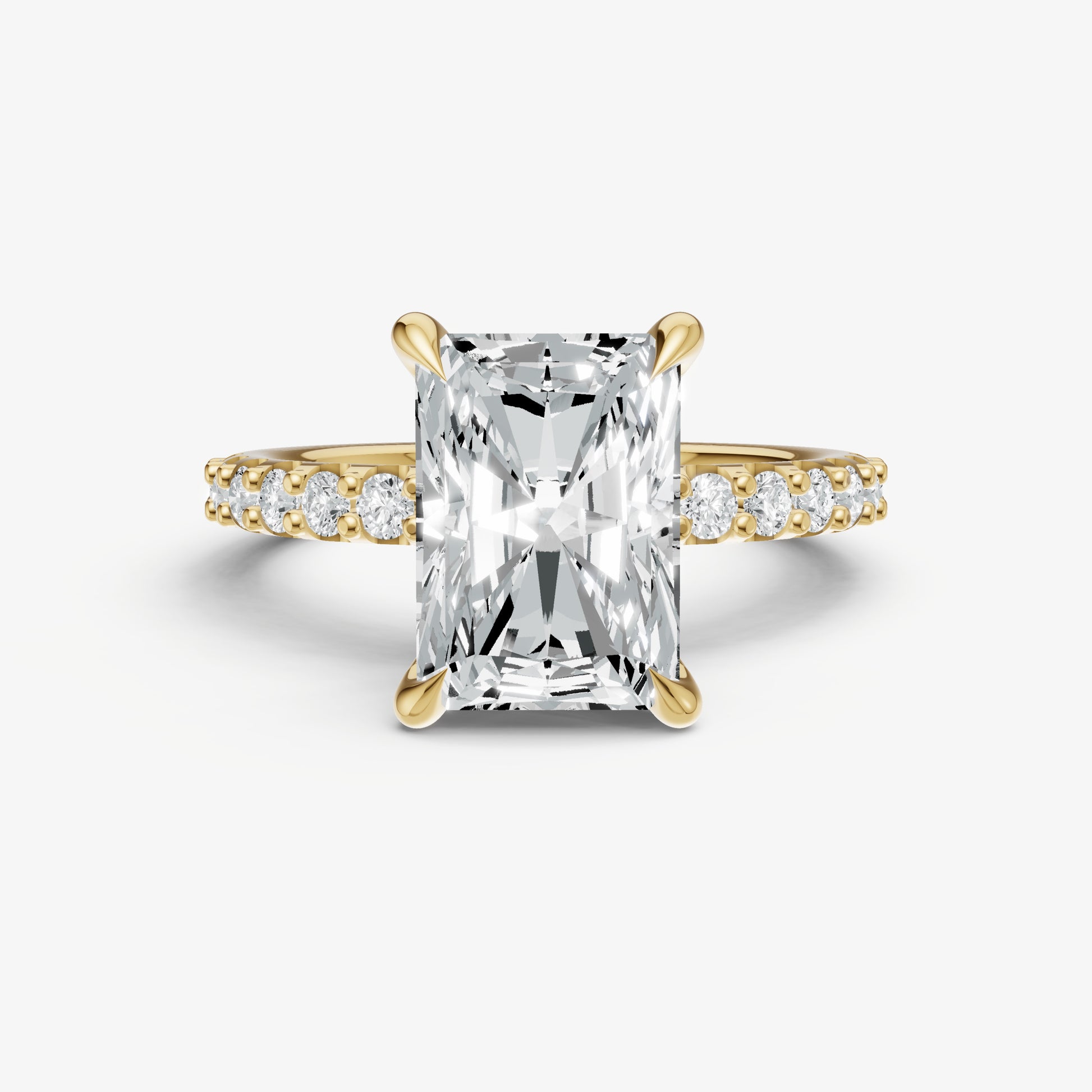 Radiant 6 Claw Diamond Band Engagement Ring