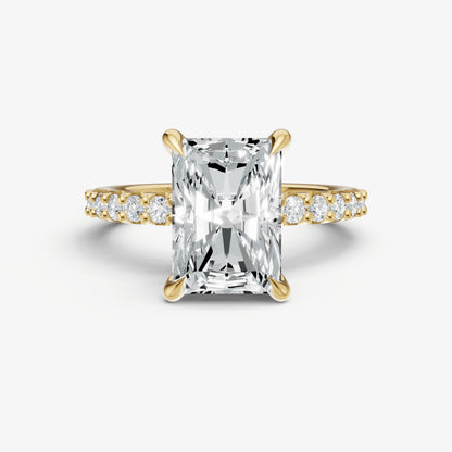 Radiant 6 Claw Diamond Band Engagement Ring