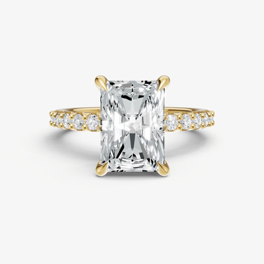 Radiant 6 Claw Diamond Band Engagement Ring