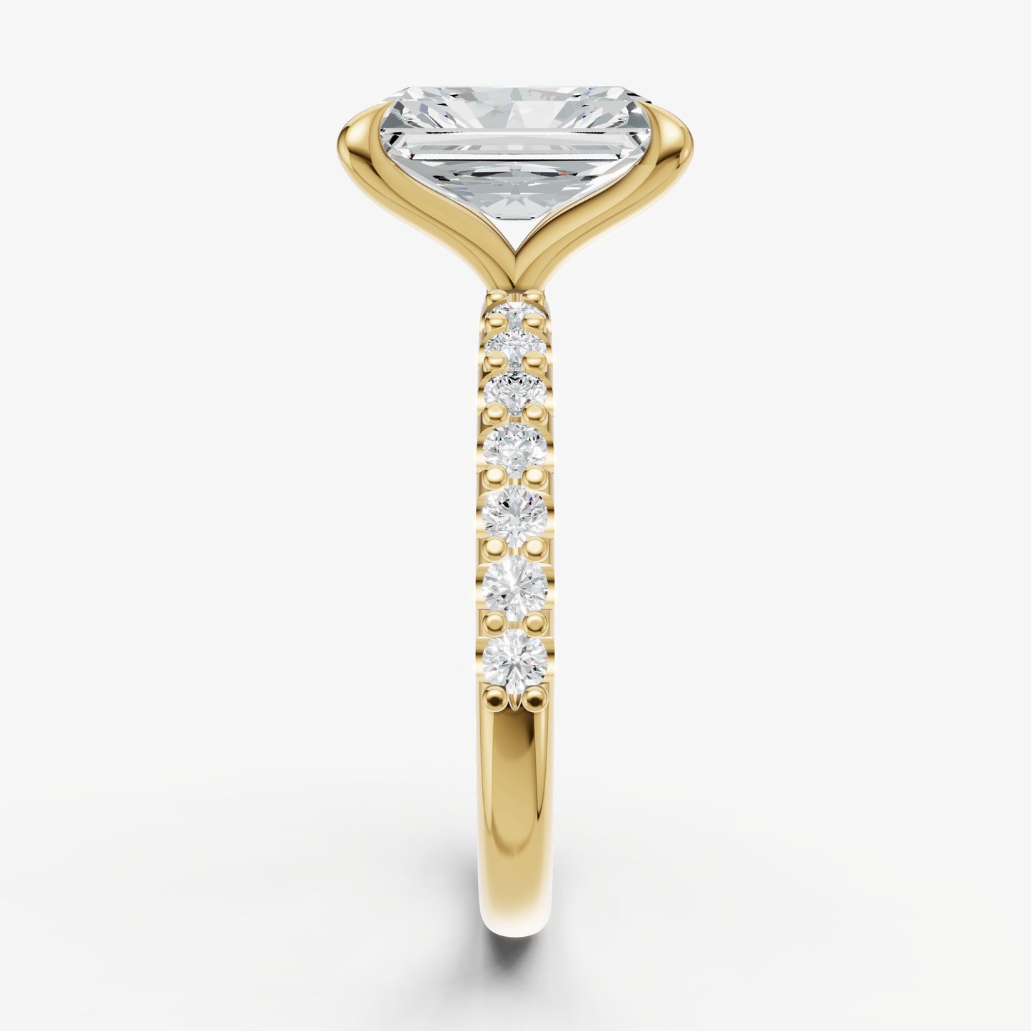 Radiant 6 Claw Diamond Band Engagement Ring