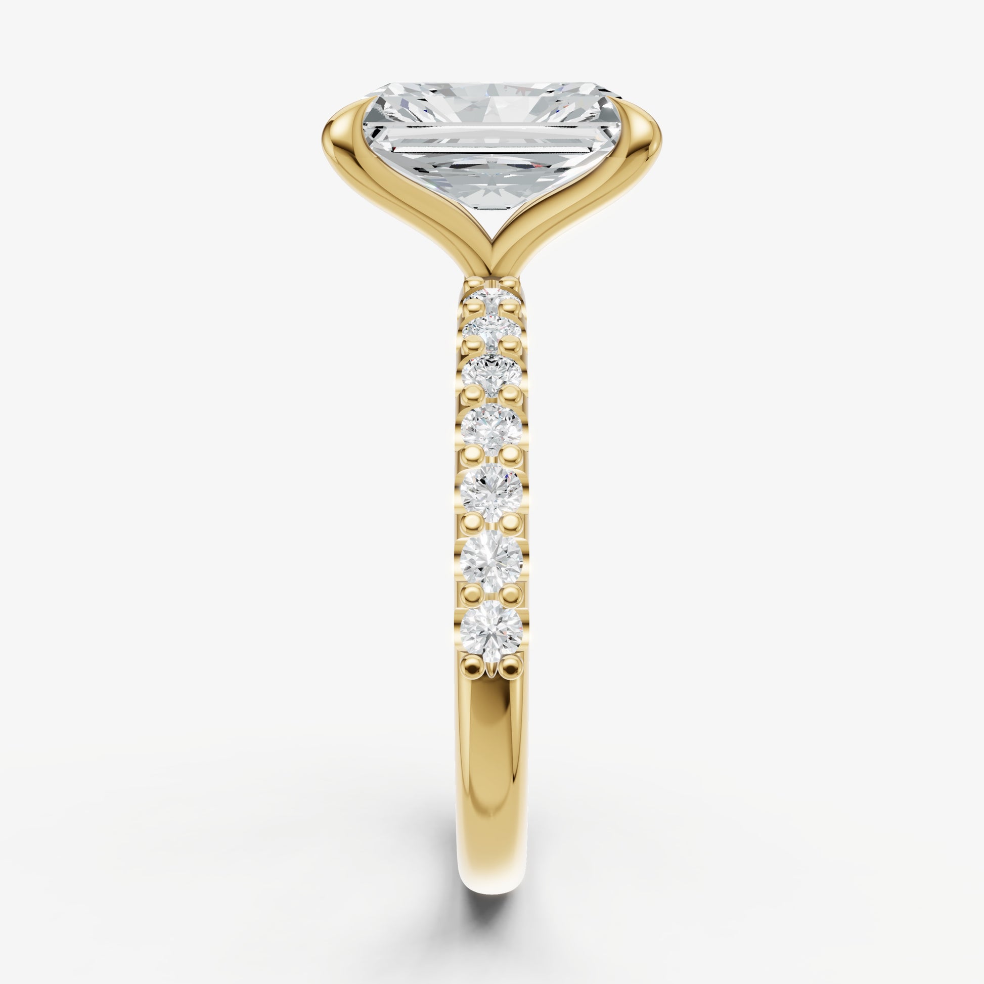 Radiant 6 Claw Diamond Band Engagement Ring