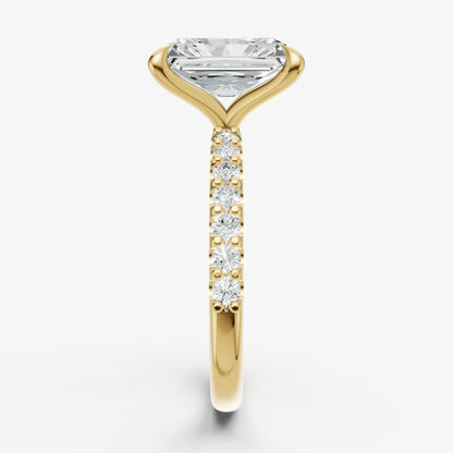 Radiant 6 Claw Diamond Band Engagement Ring
